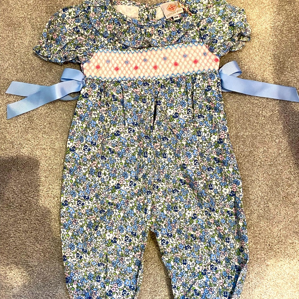 Designer embroidered baby romper, 18M